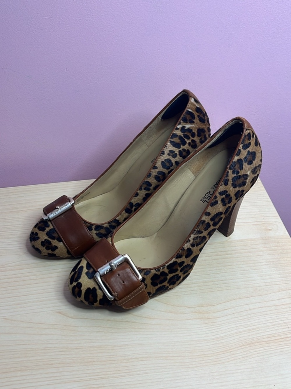 Michael Kors Leopard Print Buckle Pumps - Brown/Tan